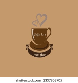 Tea shop logo vector art icon