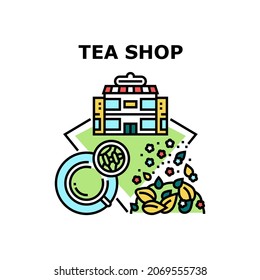Tea Shop Sale Vector Icon Concept. Tea Shop Sale Natural Production For Preparing Aromatic Delicious Drink. Store Assortment For Brewing Refreshment Healthy Beverage Color Illustration