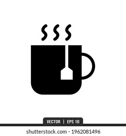 Tea Silhouette icon vector, illustration logo template in trendy style. Suitable for many purposes.