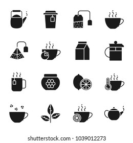 Tea silhouettes icons set