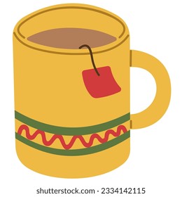 Tea single 1 cute on a white background, vector illustration.