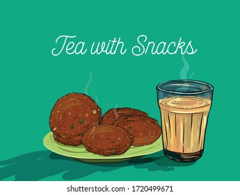 tea with snacks vector illustration