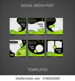 Tea Social Media Template Pack. Post Square Banner For Social Media