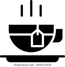 Tea solid and glyph vector illustration