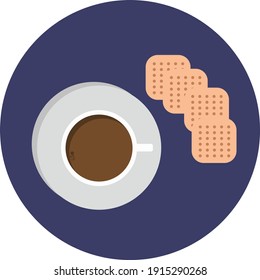 Tea with some biscuit, illustration, vector on a white background.