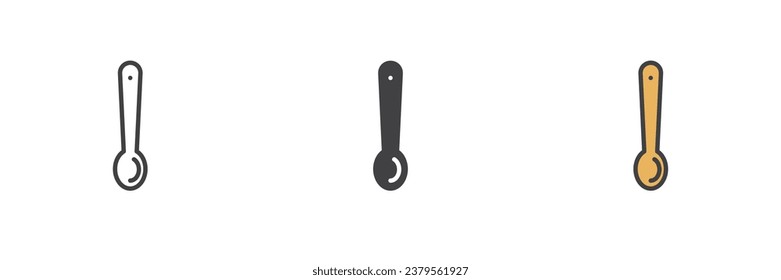 Tea spoon different style icon set. Line, glyph and filled outline colorful version, outline and filled vector sign. Symbol, logo illustration. Vector graphics