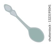 tea spoon silver retro flat simple illustration. Home and kitchen series. Tableware food and dishes.