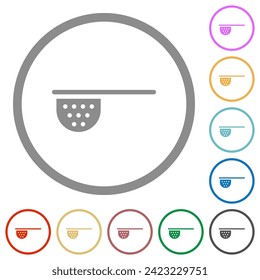 Tea stainer flat color icons in round outlines on white background