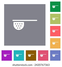 Tea stainer flat icons on simple color square backgrounds