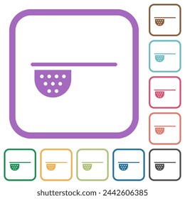 Tea stainer simple icons in color rounded square frames on white background