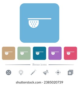 Tea stainer white flat icons on color rounded square backgrounds. 6 bonus icons included