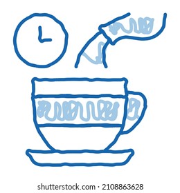 tea standby time sketch icon vector. Hand drawn blue doodle line art tea standby time sign. isolated symbol illustration