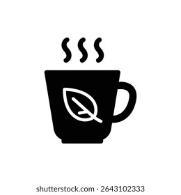 Tea Steam and Leaf Icon for a Soothing Hot Beverage Moment