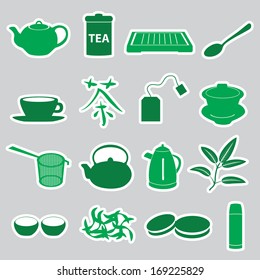 tea stickers set eps10
