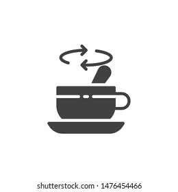 Tea Stirring With Spoon Vector Icon. Filled Flat Sign For Mobile Concept And Web Design. Cup Of Tea With Spoon Stir Sugar Glyph Icon. Symbol, Logo Illustration. Vector Graphics