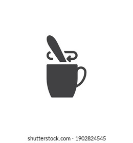 Tea stirring spoon vector icon. filled flat sign for mobile concept and web design. Cup of tea with sugar spoon glyph icon. Symbol, logo illustration. Vector graphics