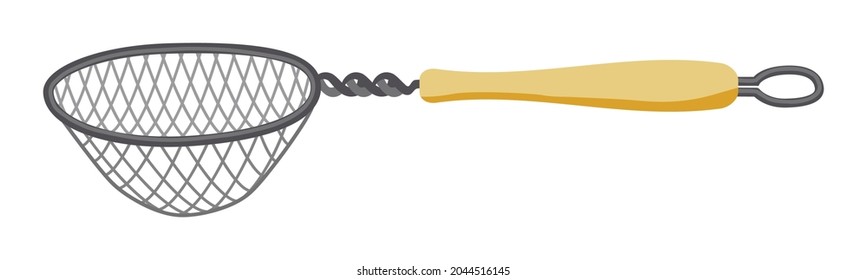 Tea strainer - hand drawn vector illustration isolated on white. Flat color design.