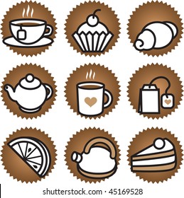 Tea stuff icons set. Vector