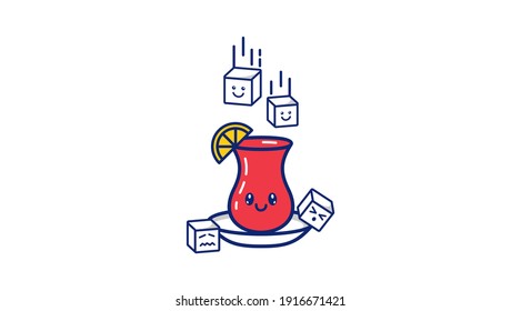 Tea sugar vector icon. Tea cup and sugar vector eps 