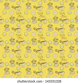 Tea, sweets seamless pattern. Copy that square to the side and you'll get seamlessly tiling pattern