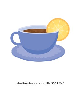 tea, teacup with slice lime beverage vector illustration isolated design
