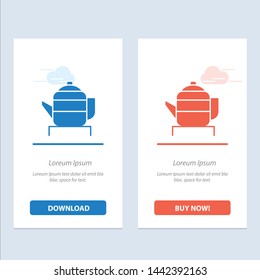 Tea, Teapot, China, Chinese  Blue and Red Download and Buy Now web Widget Card Template