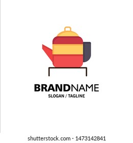 Tea, Teapot, China, Chinese Business Logo Template. Flat Color