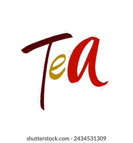 Signo de texto de té. Palabra de graffiti con letras en color. Arte vectorial aislado sobre fondo blanco.