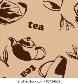 Tea theme,vector seamless pattern