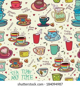 tea time any time color seamless pattern