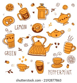 Tea time background. Hand drawn vector illustration