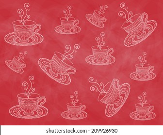 Tea time background, ornamental pattern, vector illustration
