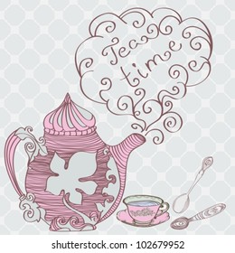 Tea Time Backgroundvector Illustration Stock Vector (Royalty Free ...