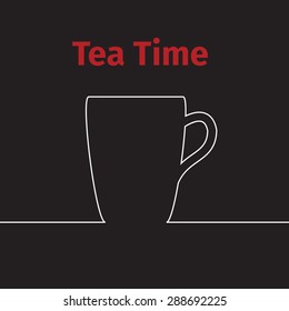 Tea time banner on a black background, vector illustration