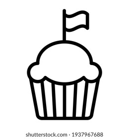 Pastel de té, icono de quequitos en diseño lineal.