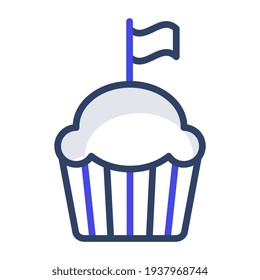 Té time cake (pastel), icono del cupcake en diseño plano