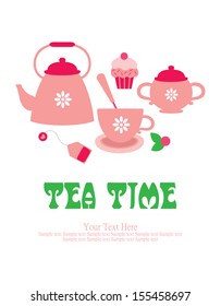 tea time card design. vector illustration