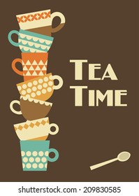 tea time card design. vector illustration