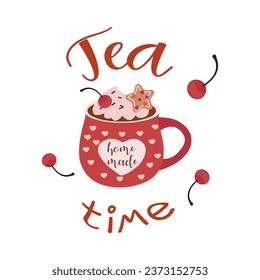 Tea time card design. vector illustration for  postcards,parties,advertising banners, posters,social networks.