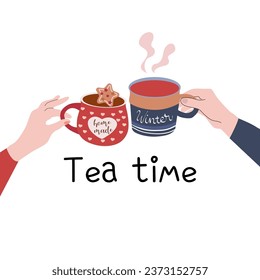 Tea time card design. vector illustration for  postcards,parties,advertising banners, posters,social networks.