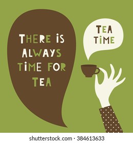 Tea Time Card Design. Vector Illustration