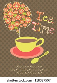 tea time card. vector illustration