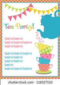 tea time card. vector illustration