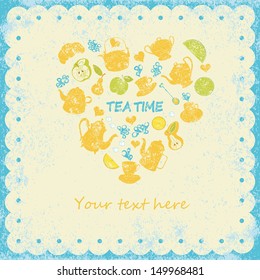 Tea time card. Vector illustration