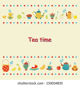 Tea time card. Vector illustration