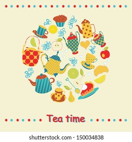 Tea time card. Vector illustration
