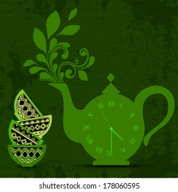 Tea time card. vector illustration 