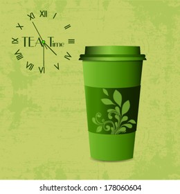 Tea time card. vector illustration 