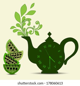 Tea time card. vector illustration 