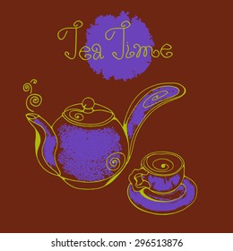 Tea time card. Vector illustration